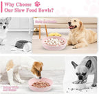 Ceramic Slow Feeder Dog Bowls,1.5 Cups Dog Food Dish for Medium& Large Dogs | 7.5 inch Puzzle Dog Food Bowl for Fast Eater, 28OZ, (Pink)