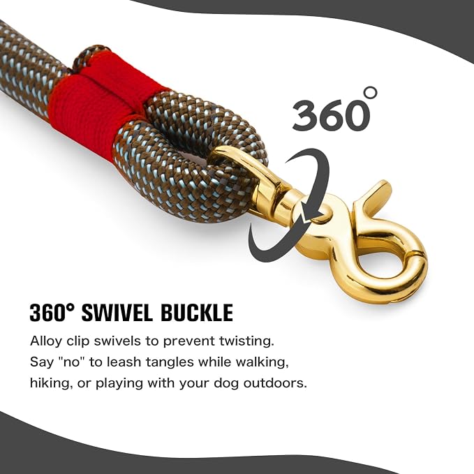 Nylon Rope Dog Leash, Silver Grey, 5 FT - 3/5" | Reflective, Handmade Braided, Heavy Duty, For Medium Large Dogs