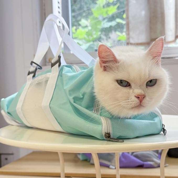 Cinf Cat Restraint Grooming Bag, Anti-Scratch Tool for Nail Trimming | Safe grooming restraint bag controls cat movement for bathing, nail trimming, injections and veterinary examinations