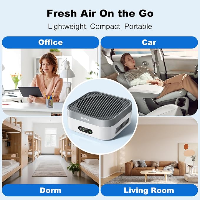 Air Purifiers for Home, Plug-in, H13 True HEPA Filter Captures Smoke Odor Pet Dander, Portable Quiet Car Air Purifier for RV/Desk/Bedroom/Office, Covers up to 600 Ft², Timer - 1 Filter | Portable, Travel/RV/Desk/Bedroom/Office, 600 Ft², Captures Smoke/...