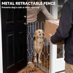 Snagle Paw Extra Tall Metal Retractable Door Barrier, 24.4" Wide 35" Tall Safety Dog Gate for Front Door,Easy Install Retractable Pet Gate for Recreational Vehicle,Doorways