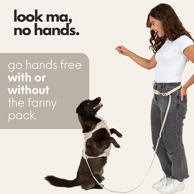 Hands Free Dog Leash with Treat Pouch - Waterproof Cross Body and Waist Leash for Dog Walking and Training with Poop Bag Holder - Cute Walking Accessories