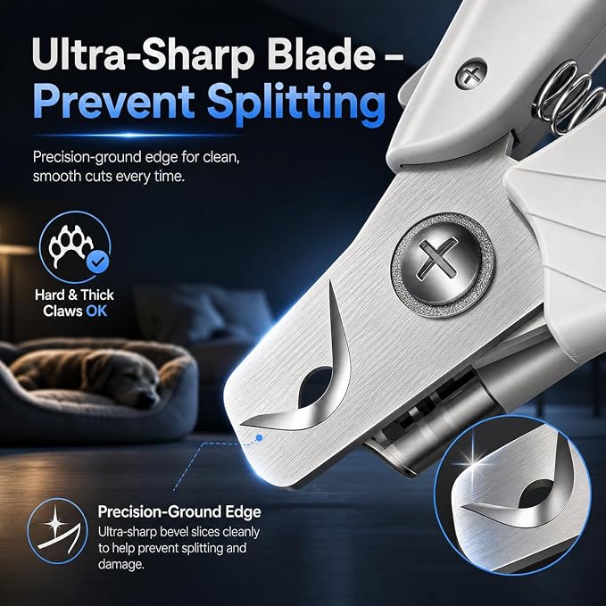 Professional Dog and Cat Nail Clipper - LED Light Dog Nail Clipper with Safety Protection, Ergonomic Pet Nail Clipper for Dogs, Small and Large Dogs, Dog Toenail Clippers, Cat Nail Trimmers