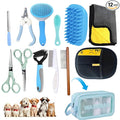 Aglads 12 in 1 Pet Grooming Kit, Dog Grooming Supplies with Self Cleaning Slicker Brush, Dematting Comb, Safety Nail Clippers, for Small Medium Large Dogs Cats Rabbits Long Short Curly Hair(12, blue)