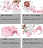 LEAWALK Airtight Rice Storage Container, 3.28Qt Cereal Dry Food Flour and Sugar Bin, Dog Cat Food Dispenser with Measuring Cup, BPA Free Clear Plastic Kitchen and Pantry Organization Bin-Pink 2Pack