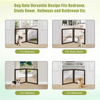 LZRS Clear Dog Gate for Indoor Use - Transparent Pet Fence with Solid Hardwood and Plastic Board, Stylish & Durable freestanding Pet Gate for Doorways, Stairs and Hallways-2 Panel Brown