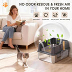 Stainless Steel Litter Box, 17.4'' x 13.5'' x 8.5'' Metal Kitty Litter Box for Small Cats Kitten High Sided Litter Boxs with Scoop Open Top Low Entry Easy to Clean Non-Sticky Anti-Leakage