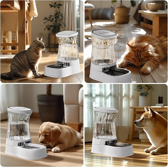 Gardner Pet Automatic Dog Water Dispenser Gravity Stainless Steel Water Waterer Feeder, 100% BPA-Free Large Capacity Water Feeding Bowls for Medium & Large-Sized Dogs Cats Other Pets -(1 Gallon)