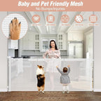 Reinforced 42" Extra Tall x 75" Wide Retractable Gate with Support Rods - Prevent Crawling Under Extra Tall Baby Gate Retractable Dog Gate Indoor Long Dog Gate Outdoor Retractable Pet Gate, White | Tall Retractable Baby Gate Prevents Crawling Under, Sp...