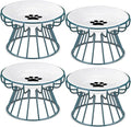 Roshtia 4 Sets Elevated Cat Bowls Ceramic Raised Cat Food Bowls with Metal Stand Dishwasher Safe Dishes Non Slip Elevated Food Plate(Green,Paw)