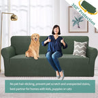 YEMYHOM Couch Cover Latest Jacquard Design High Stretch Sofa Covers for 3 Cushion Couch, Pet Dog Cat Proof Slipcover Non Slip Magic Elastic Furniture Protector (Large, Army Green)