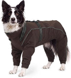 Kuoser Waterproof Hooded Dog Raincoat, Full Body Coverage, Brown XL | Heavy-duty waterproof material blocks rain thoroughly, Ergonomic fit for free movement, Built-in Harness, reflective strips