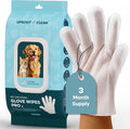 Uproot Clean Pet Grooming Gloves: Deodorizing & Grooming, 3-Month Supply | Extra-Thick Cat & Dog Wipe for Clean Paws, Eyes, Ears, Butt & Body, Lick-Safe. Mess-Free - Removing Tough Dirt, Odor, Oils