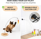Cat Toys for Indoor Cats, Interactive Cat Toy Wand, Kitten Stuff, 18 Lures | Heavy Stable Base Prevents Toppling, Dual Suction Cup For Extra Play Options, Trigger natural feline hunting instincts today