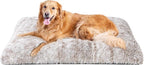 EHEYCIGA Fluffy Dog Crate Bed for Extra Large Dogs, Plush Faux Fur Pet Crate Pad, Calming Anti Anxiety XL Dog Bed, Washable Soft Warm Mat with Non-Slip Bottom, Brown