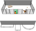 FXW Rollick Dog Playpen Wall Connection Set for Indoor and Yard, 50 Inch 16 Panels for Large Dogs with 4 Fence-to-Wall Anchors, Black | Patented