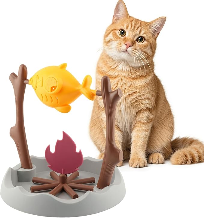 BBQ-Style Cat Slow Feeder, Interactive Toy,Treat Puzzle Feeder for Pets, Mental Stimulation Food Dispensing Toy, Puppy Kitten Dishes, Keeps Pets Busy & Prevents Overeating