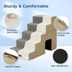 ZOMISIA Dog Stairs for High Beds with Tunnel, 29" H 6 Steps for Large Dog | Tunnel 2 in 1 with Zippers, Suitable for Short-Legged Dogs Get on Bed, Non-Slip Durable Dog Steps with High-Density Foam