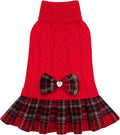 KYEESE Dog Sweater Dress Turtleneck Thick Knit Pullover for Cold Weather | Stretchy Fit, Lightweight & Warm, Cozy Knit Comfort, Cute Bow Accent, Gentle on Sensitive Skin, Comfortable Daily Wear