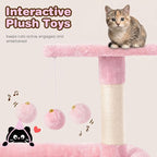 SHA CERLIN 82 inch Cat Tree Tower, Multi-Level Cat Condo with Plush Perches, Sisal Scratching Posts, Hammock and Toys, Stable Cat Tower for Kittens and Adult Cats, Pink