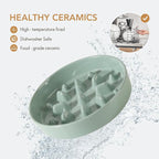 Havniva Slow Feeder Dog Bowls, Ceramic Dog Bowl Slow Feeder for Fast Eater | 1.6 Cups Puzzle Dog Food Bowl, Slow Feeding Bowls for Medium Dogs, Non-Slip Rubber Base, Anti-Choking