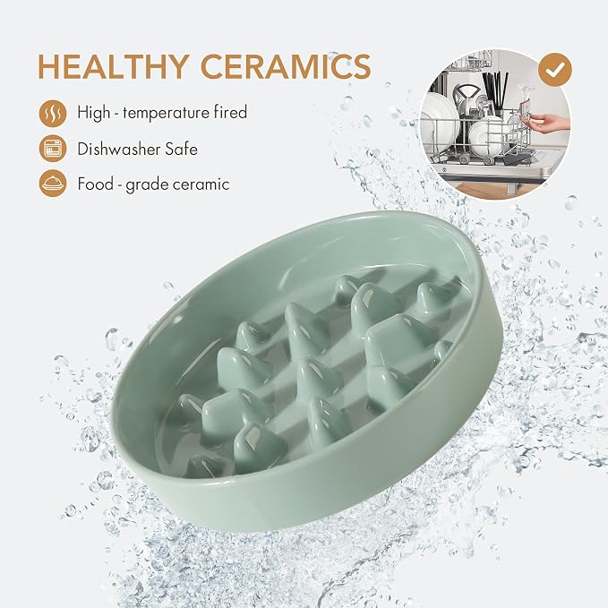 Havniva Slow Feeder Dog Bowls, Ceramic Dog Bowl Slow Feeder for Fast Eater | 1.6 Cups Puzzle Dog Food Bowl, Slow Feeding Bowls for Medium Dogs, Non-Slip Rubber Base, Anti-Choking