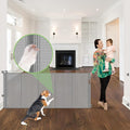 96 Inch Wide Reinforced Retractable Dog Gate, Prevents Crawling Under, Gray | Indoor/Outdoor Retractable Baby Gate, Space-Saving, Easy One-Hand Operation Safety Lock, Scratch-Resistant Mesh, Easy Install