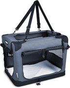 JESPET Soft Dog Crates Kennel for Pets, 3 Door Soft Sided Folding Travel Pet Carrier with Straps and Fleece Mat for Dogs, Cats, Shale Green, 36'' (2-Grey, X-Large(36" L x 24" W x 27" H))