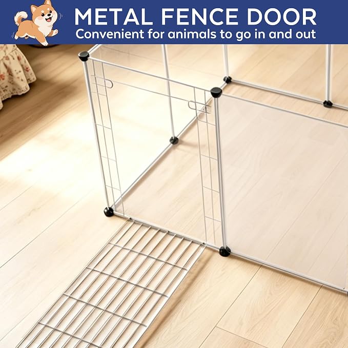 BRIAN & DANY Dog Playpen Portable for Small Animals, Dog Play Pen Indoor, Transparent Pet Playpen for Puppies, Cats, 40" L x 40" W x 28" H | Dog Play Pen Indoor, Transparent Pet Playpen for Puppies, Cats, 40" L x 40" W x 28" H