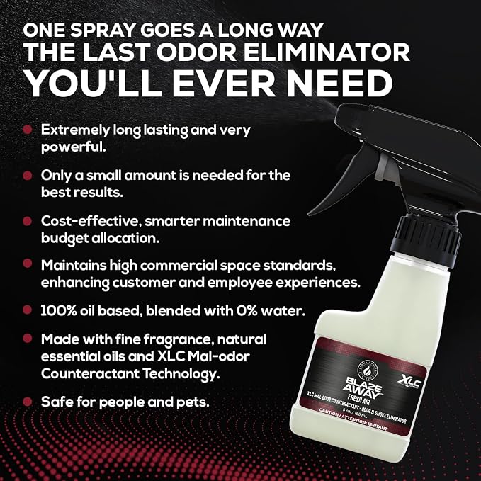 Blaze Away Fresh Air Odor Eliminator Spray (5 Fl Oz, 6 Pk) | Commercial Air Freshener • Professional-Strength • Long-Lasting • for Smoke, Pet, Bathroom, Vehicle, Hotel & Commercial Space