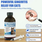 Cat Gingivitis Treatment Liquid 100ml - Cats Dental Care Clean Teeth & Gums, Eliminate Bad Breath, Natural Extracts Lessen Tartar & Plaque, Include 3 ml Dropper with Cap