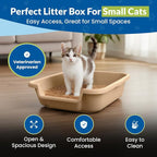 KittyGohere Senior Cat Litter Box Small with Scoop, Beach Sand | Open Top Low Entrance Kitty Litter Box With With Long-handle Jumbo Scoop, Lightweight & Durable Litters Box, Made in USA