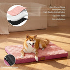 Patas Lague Orthopedic Large Dog Bed Washable Pet Crate Mat 56''X40'' Pink | Egg-Crate Foam Dog Couch For Large Sized Dogs, Waterproof Removable Cover, Soft Pet Bed With Nonskid Bottom