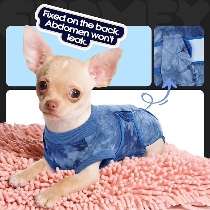 FUAMEY Recovery Suit for Dogs After Surgery,Soft Breathable Dog Bodysuit | E-Collar & Cone Alternative Surgical Suit,Male Female Dog Neuter Spay Suits Anti Licking Wounds Onesie Blue Tie Dye S