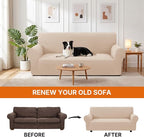 XINEAGE Stretch 4 Seater Slipcover, Non-Slip Pet Couch Cover,Beige Yellow | Washable Furniture Protector, Elastic Bottom, Dogs & Cats Friendly, Scratch-resistant, Fast Setup, High Elasticity