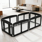 Clear Puppy Playpen Indoor - Ideal for Small & Toy Dogs - Height 24 Inch, 6 Panels, Black