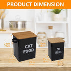 Morezi Cat Food Storage Container Farmhouse Pet Food Treats Bin with Lid and Scoop, Perfect Sturdy Canister Tins for Kitchen Countertop, Shelf, Great Gift for Pet Owners, 5 lbs, Black