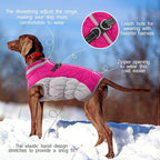 FUAMEY Dog Coat for Large Dogs, Fleece Dog Winter Jacket with Harness | Puppy Cold Weather Coats Reflective Pet Puffer Vest with Zipper Water-Resistant Warm Dogs Snowsuit Windproof Rose Pink L