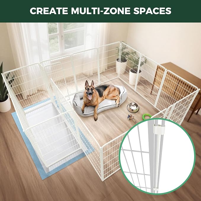 FXW Homeplus Indoor Dog Playpen with Divider Connectors, 45" H, 16 Panels | Calm Indoor Play Area, Two-Zone Layout, For Large Dogs, Patented