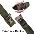 Tactical Dog Collar Adjustable Military Nylon Dog Collar with Control Handle and Heavy Duty Metal Buckle for Medium and Large Dogs (Green,S) | 1000D Heavy-Duty Nylon Fabric，Quick-Release Metal Buckle，Soft-Padded Webbing，Velcro Patch&D-Ring for Training...