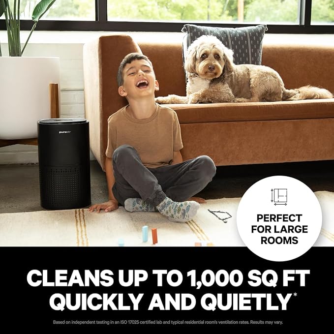 PuroAir 240 HEPA Air Purifiers for Home Pets Air Cleaner up to 1,000 Ft² - HEPA Filter + CarbonTech up to 500X Stronger - Cleans Air Fast - Auto, Sleep Modes Air Purifiers for Bedroom, Office (2PK)
