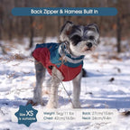 FUAMEY Dog Coat for Large Dogs, Fleece Dog Winter Jacket with Harness | Puppy Cold Weather Coats Reflective Pet Puffer Vest with Zipper Water-Resistant Warm Dogs Snowsuit Windproof Dark Blue XXXL