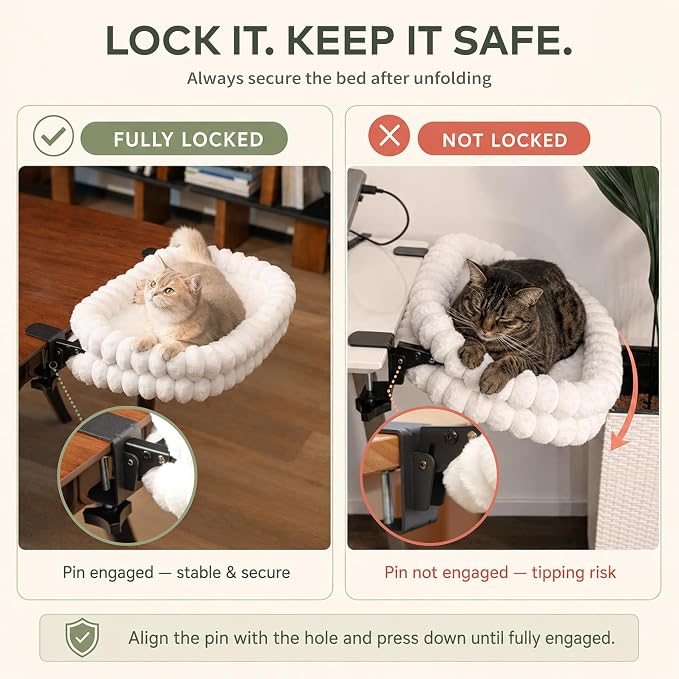 CHEERPALS Cloud Cat Bed Desk Mounted Hammock for Indoor Cats Perch Foldable | Reversible Mesh Warm Plush Mat, 90° Space Saving, Machine Washable Support Pet Bed for Kitty and Puppy(White, Medium)