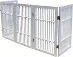 Urnporium Pet Dog Gate Freestanding, Strong Durable Folding Wooden Fence, Portable Acacia Hardwood Safety Barrier for Indoor & Outdoor Use (White Pet Gate, 5 Panel 30" Tall)