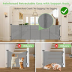 Reinforced 37" Tall x 155" Extra Wide Retractable Baby Gate, Indoor/Outdoor | Retractable Dog Gate for Large Openings, Space-Saving, Easy to Use, Scratch-Resistant Mesh, Safety Lock, Easy Install, Gray