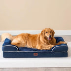 EHEYCIGA Orthopedic XXL Dog Bed, Waterproof Washable XL Big Pet Bed 48" | Non-Slip Bottom and Egg-Crate Memory Foam Extra Large Pet Couch Bed with Washable Removable Cover, Navy