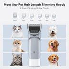 NEWBULIG Pet Grooming Vacuum Kit for Cats and Dogs, 2.5L Dust Cup, White | 3 Suction Modes and 5 Groomer Tools, Dog Clippers with Cordless Low Noise for Cats, Dogs Other Animals Hair Trimmer