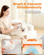 Vacuum Dog Brush for Shedding, 4-in-1 Self-Cleaning Slicker & Undercoat Rake, Deshedding Grooming Tool, Anti-Static, Massage & Combing All In One! | 4-in-1 Grooming, Traps Loose Hair, Self-Cleaning, Slicker Brush, Low Noise, Dogs & Cats, Short & Medium...