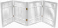 Urnporium Pet Dog Gate Freestanding, Strong Durable Folding Wooden Fence, Portable Acacia Hardwood Safety Barrier for Indoor & Outdoor Use (White Pet Gate, 4 Panel 24" Tall)