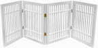 Urnporium Pet Dog Gate Freestanding, Strong Durable Folding Wooden Fence, Portable Acacia Hardwood Safety Barrier for Indoor & Outdoor Use (White Pet Gate, 4 Panel 24" Tall)
